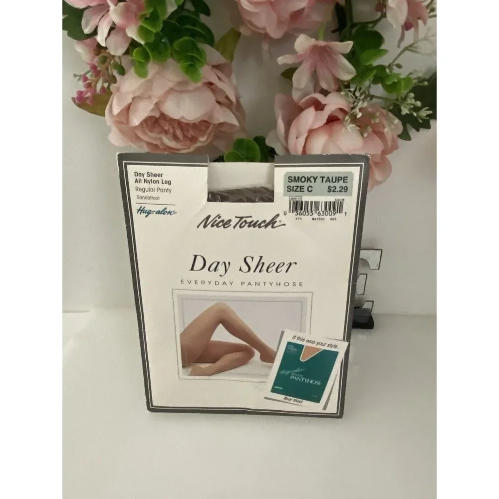 Nice Touch Day Sheer Pantyhose Non Control Size C Smokey Taupe Day Sheer Toe NIB